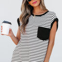 Black Stripe XL Marie Stripe Chest Pocket Tank Top