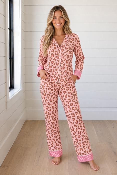 Marina Dot Trim Lapel PJ Set