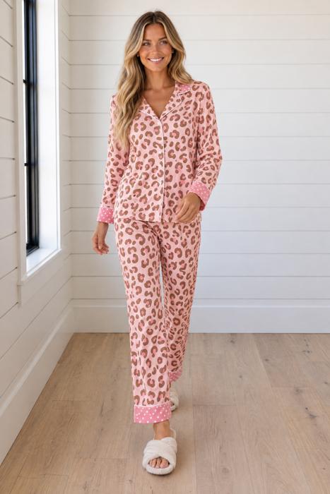 Marina Dot Trim Lapel PJ Set