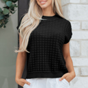 Black Medium Marina Textured Short Sleeve Sweater