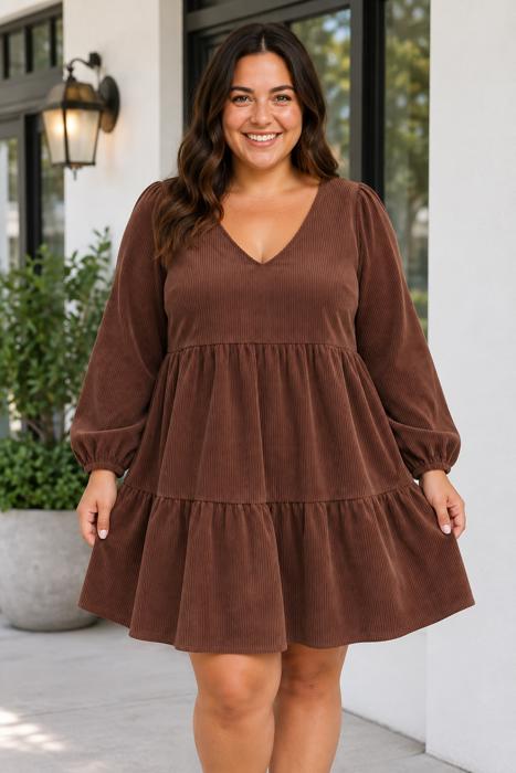 Marleie Long Sleeve Mini PLUS Dress