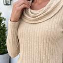  Martha Ribbed Knit Cowl Long Sleeve Top