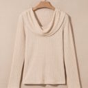  Martha Ribbed Knit Cowl Long Sleeve Top