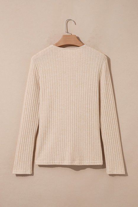 Martha Ribbed Knit Cowl Long Sleeve Top