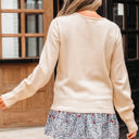  Mary Cable Texture Bohemian Ruffle Hem Sweater