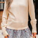  Mary Cable Texture Bohemian Ruffle Hem Sweater