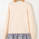  Mary Cable Texture Bohemian Ruffle Hem Sweater