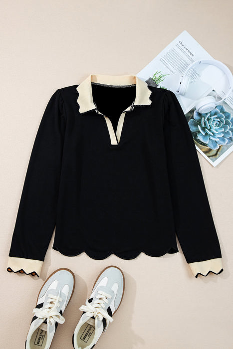 Maryam Collared Top Long Sleeve Top