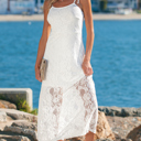 White XL Maxine Lace Overlay Long Dress
