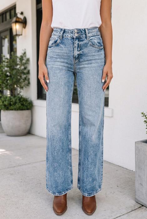 Maya Wash Detail Flare Jeans