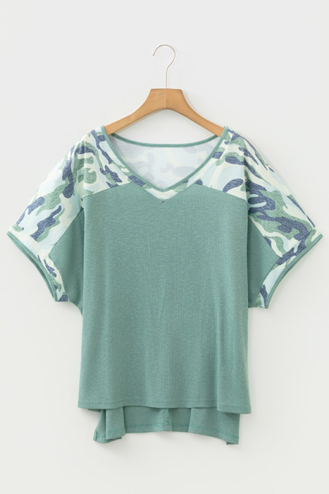 Mazie Mist Ribbed Patchwork PLUS Tee