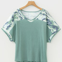  Mazie Mist Ribbed Patchwork PLUS Tee