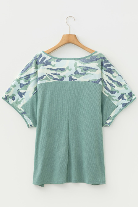 Mazie Mist Ribbed Patchwork PLUS Tee