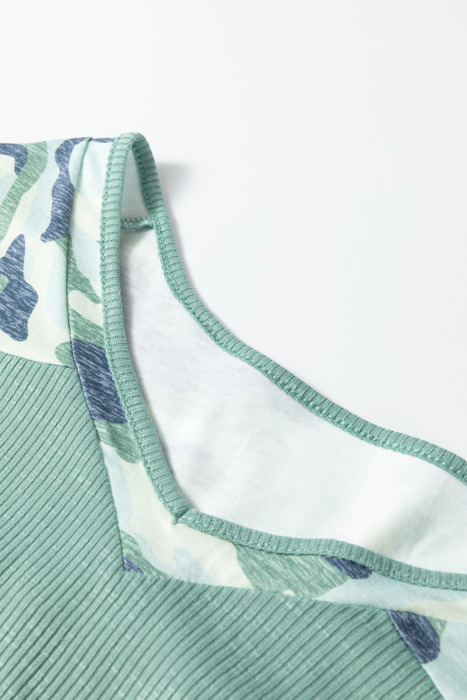 Mazie Mist Ribbed Patchwork PLUS Tee
