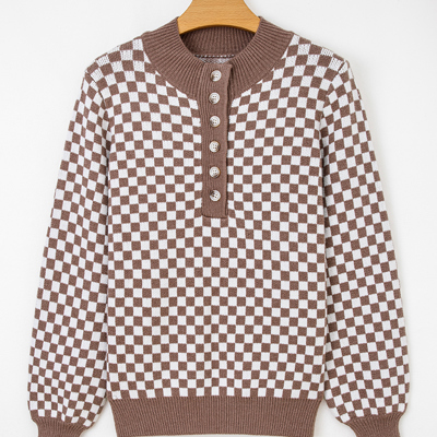 Mckinley Trim Checkerboard Knit Sweater