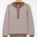  Mckinley Trim Checkerboard Knit Sweater