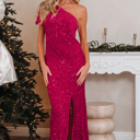 Pitaya Pink Large Meadow High Bodycon Sequin Gown
