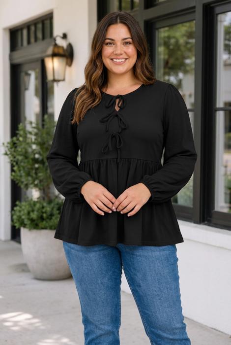 Meilani Sleeve Peplum Blouse Long Sleeve PLUS Top