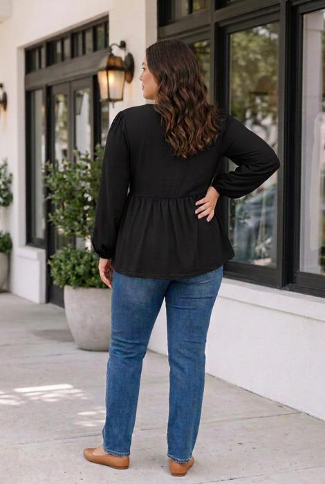 Meilani Sleeve Peplum Blouse Long Sleeve PLUS Top
