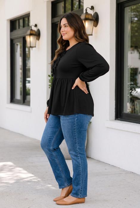 Meilani Sleeve Peplum Blouse Long Sleeve PLUS Top