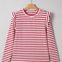 Meilani Stripe Ruffle Trim Long Sleeve Top
