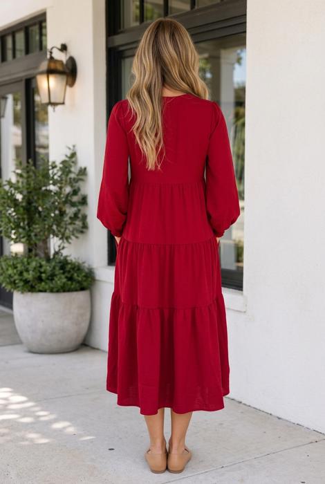 Melani Tiered Shift Midi Dress