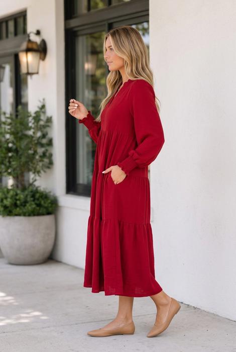 Melani Tiered Shift Midi Dress