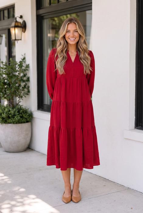 Melani Tiered Shift Midi Dress