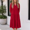 Racing Red Small Melani Tiered Shift Midi Dress