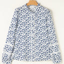 Blue Printed XL Melanie Lace Floral Puff Sleeve Top