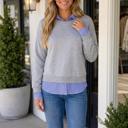 Light Grey Medium Melanie Patchwork Casual Loose Sweatshirt