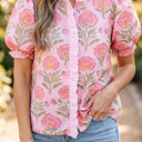  Melanie Trim Puff Sleeve Shirt