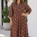 Brown 1X Mercy Long Sleeve Shift PLUS Dress
