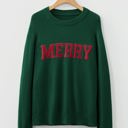 White Small Merry Christmas Raglan Sleeve Sweater