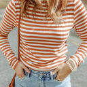 Red XL Mia Striped Long Sleeve Top