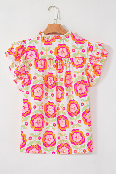 Mikaela Ric-rac Trim Split Neck Loose Blouse