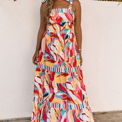 Milan Striped Trim Maxi Sundress