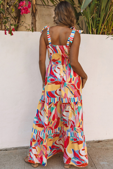 Milan Striped Trim Maxi Sundress