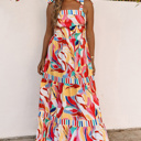 Multicolor XL Milan Striped Trim Maxi Sundress