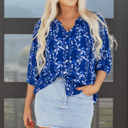  Miley Bracelet Sleeve Notched Blouse