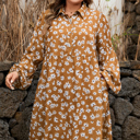 Khaki XXXXL Miley Print Puff Sleeve PLUS Dress