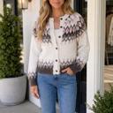 White Small Mina Pattern Brushed Knit Cardigan