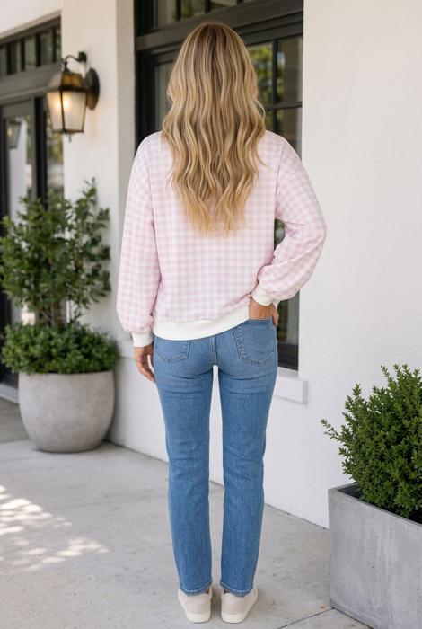 Mirandah Plaid Long Sleeve Sweatshirt