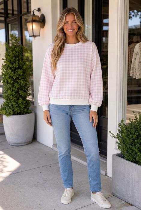 Mirandah Plaid Long Sleeve Sweatshirt
