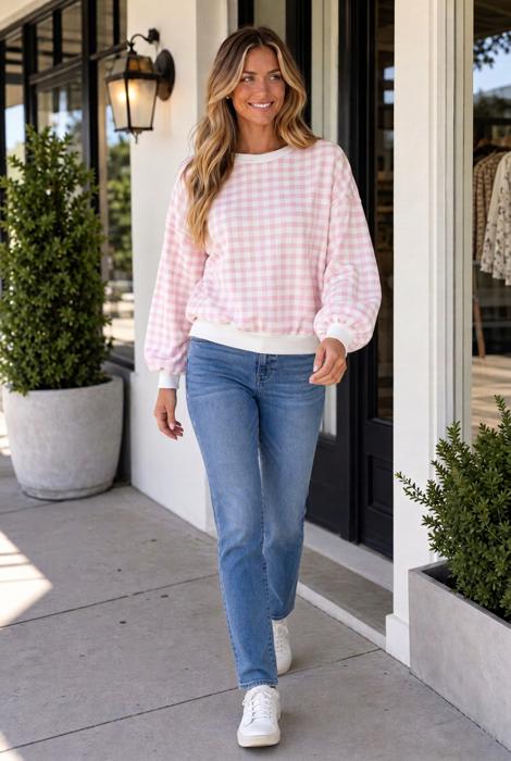 Mirandah Plaid Long Sleeve Sweatshirt