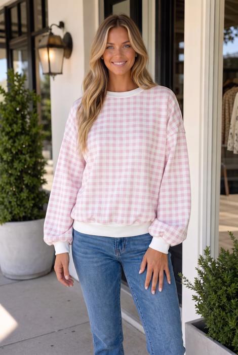 Mirandah Plaid Long Sleeve Sweatshirt
