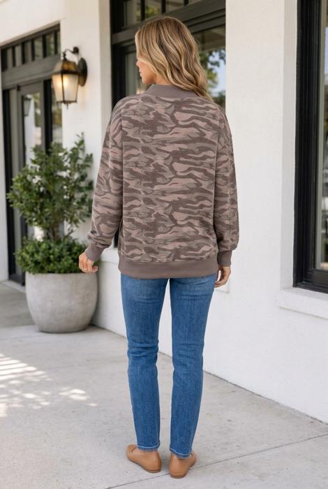 Miriam Print Mock Casual Pullover