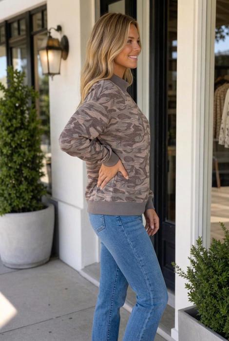 Miriam Print Mock Casual Pullover