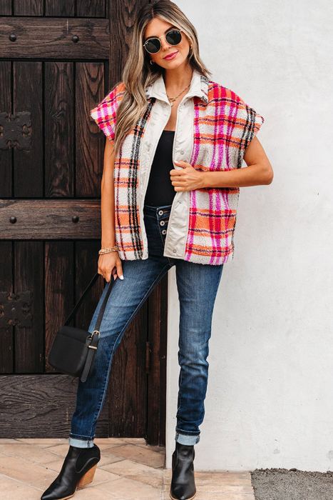 Molly Sherpa Plaid Jacket Vest
