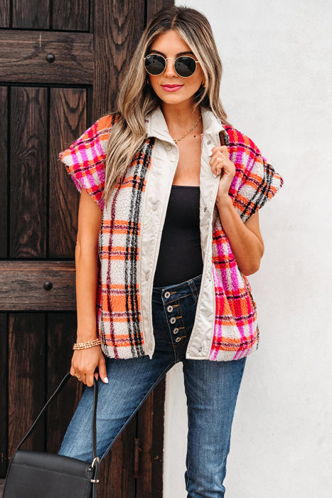 Molly Sherpa Plaid Jacket Vest